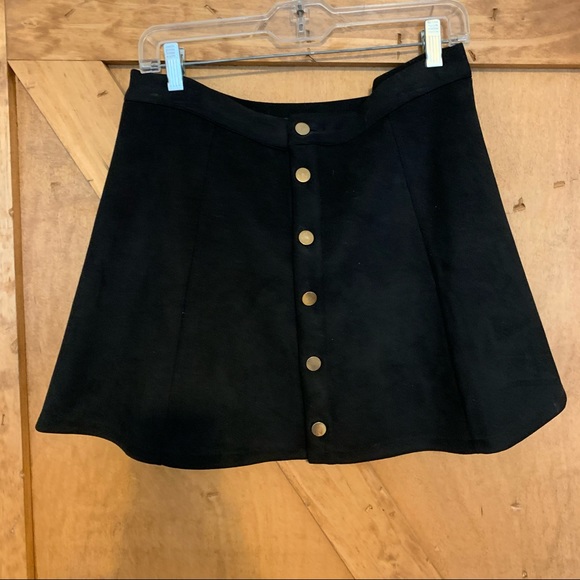 Black Suede Mini Skirt - Picture 1 of 3